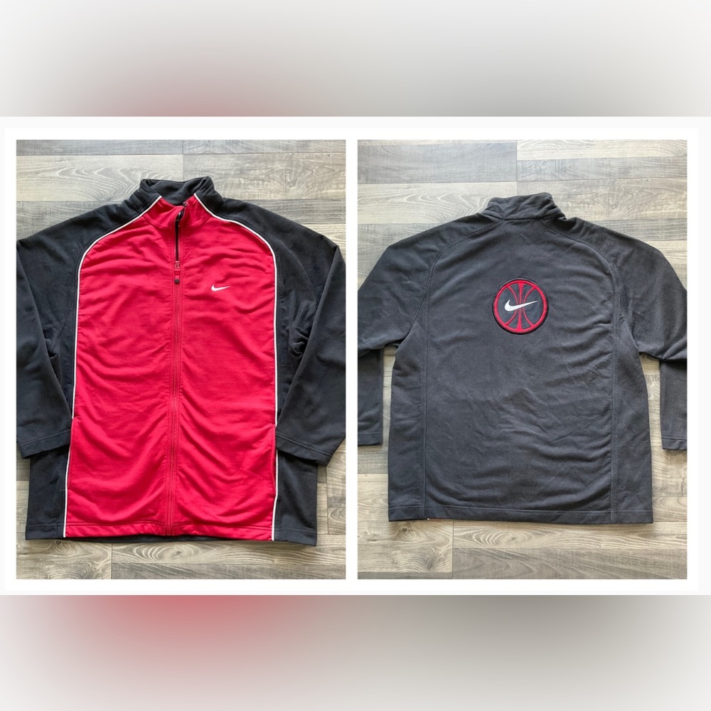 VTG 90s Nike Basketball Track Jacket Men’s XXL Black Red Full Zip Warm Up